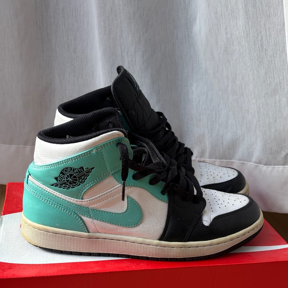 Nike Air Jordan Men’s Sneakers - Black, White, and Teal